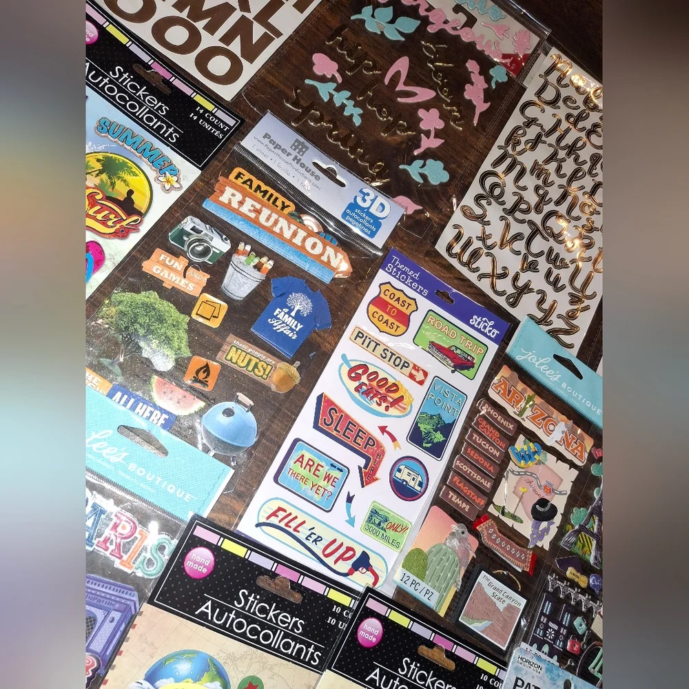 Sticker Lot Pack Scrapbook Embellishments Planner Puffy 3D Travel Seasons States